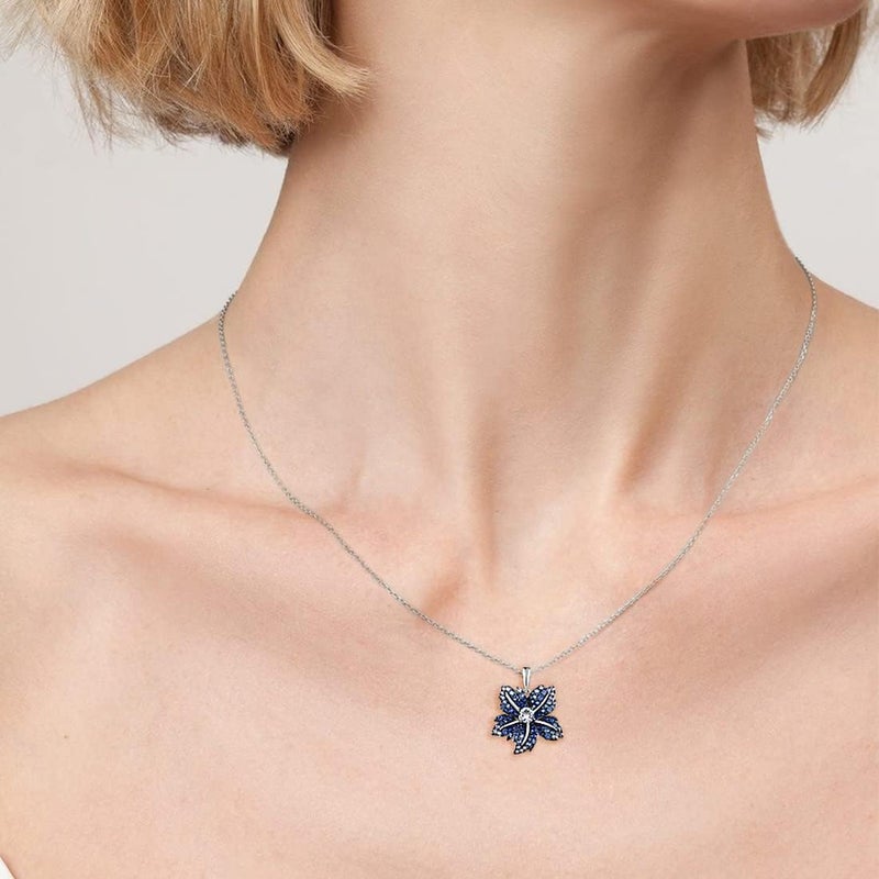 Santuzza Sterling Silver Gemstone Flower Pendant for Women - Image 3
